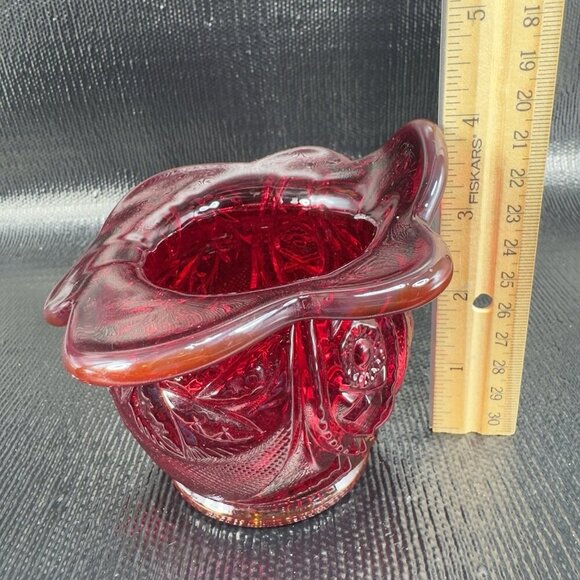 LE Smith Amberina Cadmium UV Glowing Glass Vase Bowl Jack In Pulpit Glass VTG - Picture 6 of 16